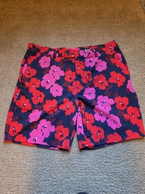 G/FORE Men's Floral Hybrid Shorts - Red & Pink